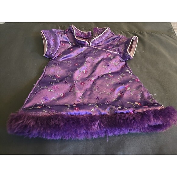 Pretty Plum Dress Bitty Baby Twin American Girl Outfit Purple Brocade RETIRED - Picture 4 of 9